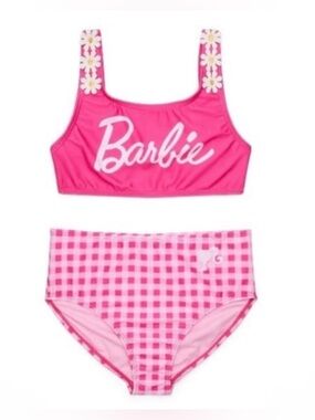 Girls Barbie 2Pc Bikini Top & Bottoms Swimsuit Size 10-12